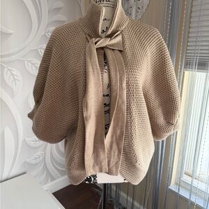 Banana Republic Beige Knit Poncho with Tie